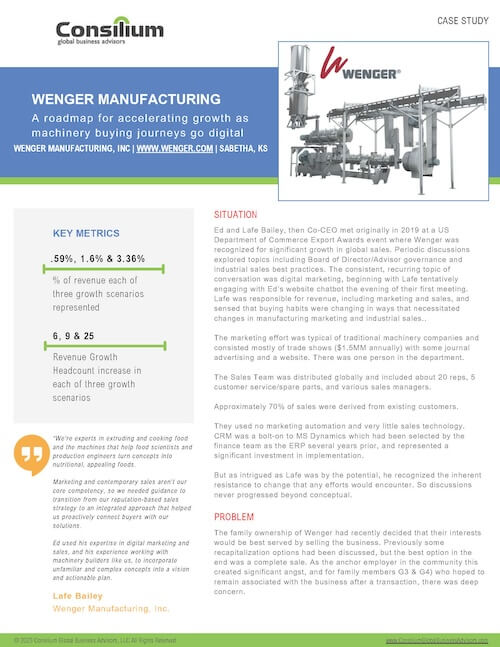 Ed Marsh Consulting Consillium and Wenger Machinery Case Study